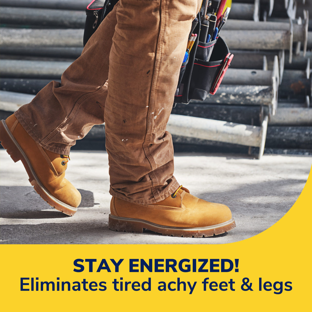 image of stay energized eliminated tired achy feet and legs
