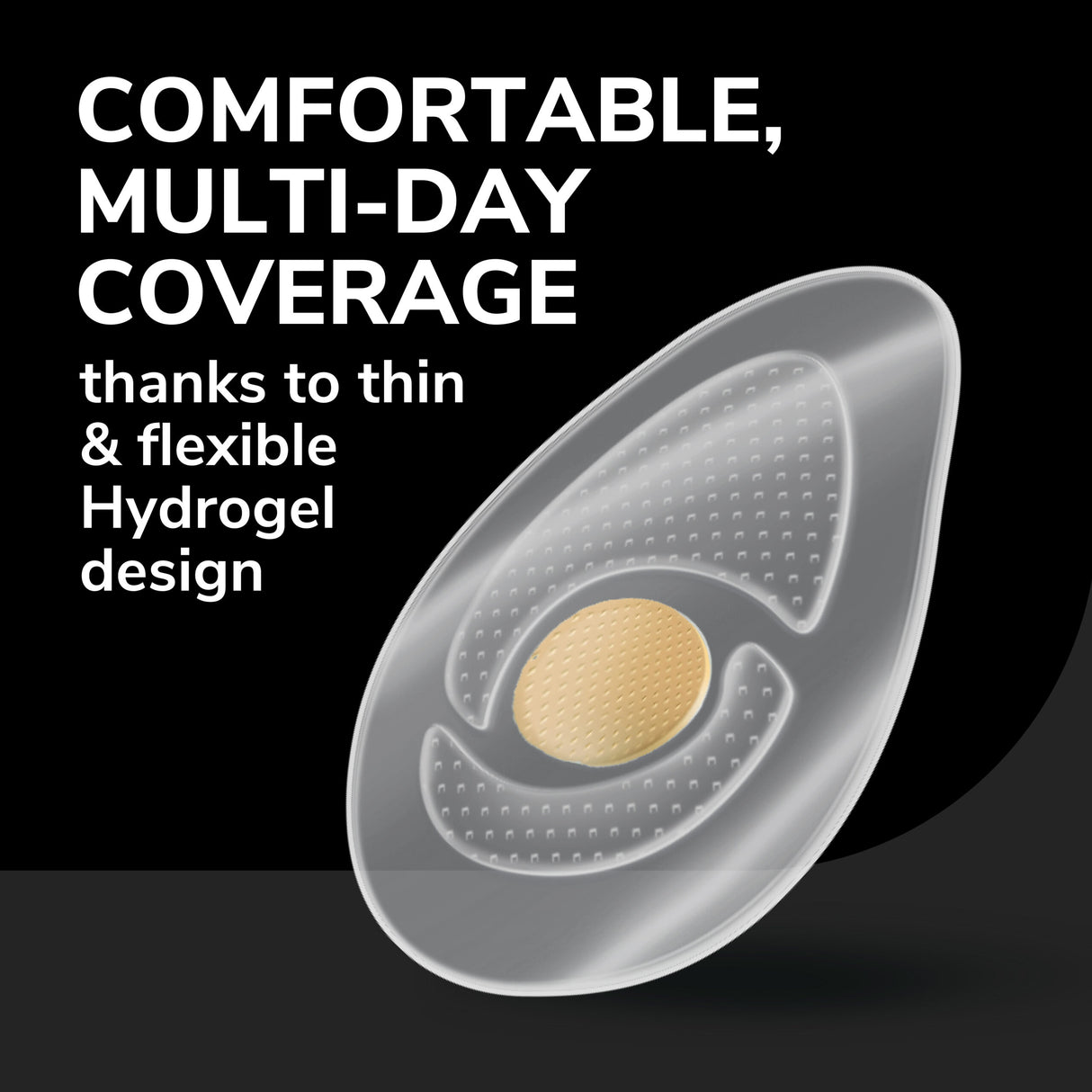 image of comfortable, multi day coverage thanks to thin and flexible hydrogel design